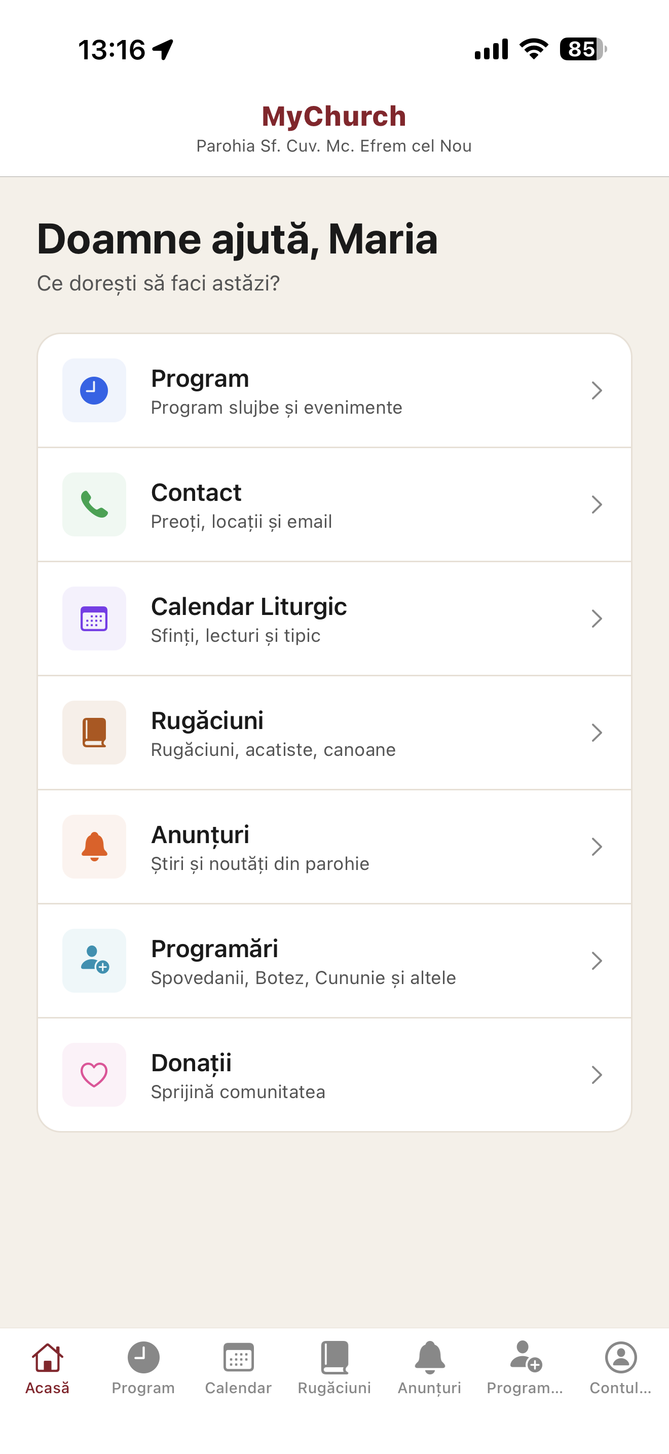 Ecranul principal
