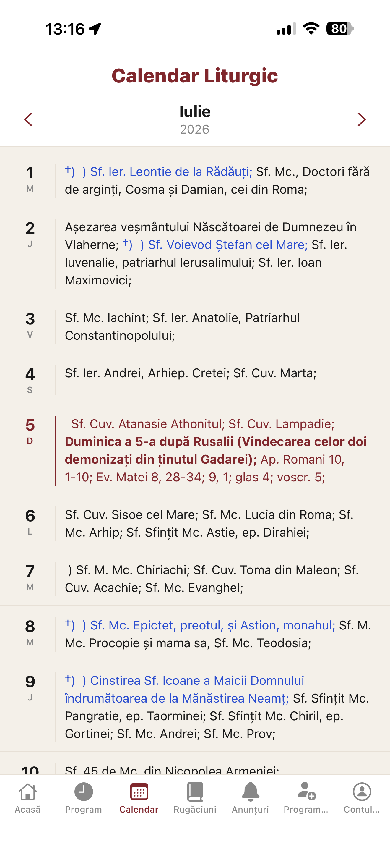 Calendar ortodox